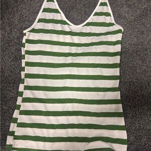 Green and White Striped Tank Top